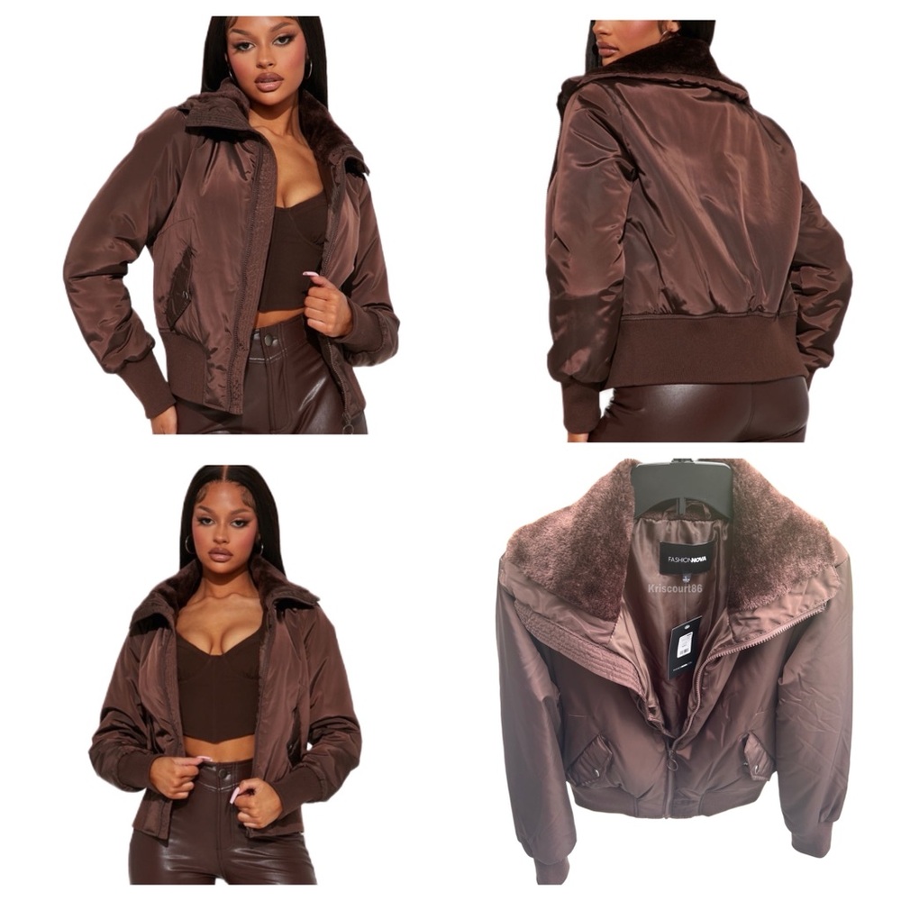 Women’s Chocolate Brown Bomber Puffer Jacket NEW WITH TAGS - Picture 1 of 16
